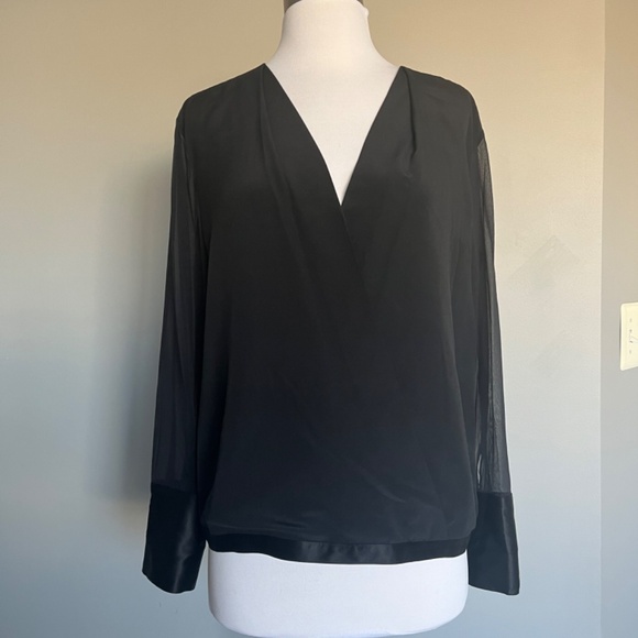 Rag & Bone Blaine Silk Chiffon Surplice V-neck Cocktail Holiday Sexy Blouse Top - Picture 6 of 12